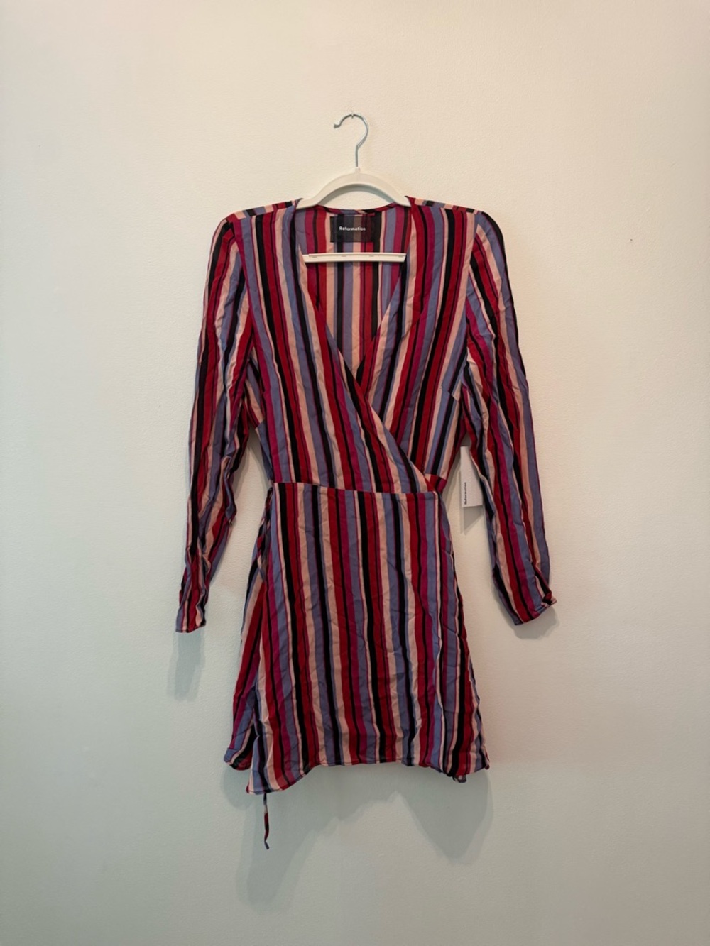 Reformation $188 Striped Wrap Mini Dress - NWT